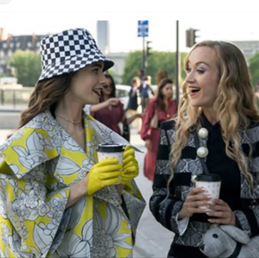 As seen on Emily in Paris: Vassilis Zoulias' Yellow and Gray Floral Jacket - Picture 4 of 4